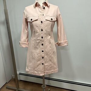 LOFT Light Pink Button-Front Mini Dress